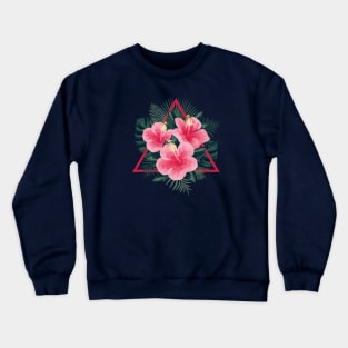 Tropical Flowers. Pink Hibiscus Crewneck Sweatshirt